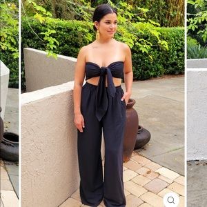 Black two piece tie bandeau set